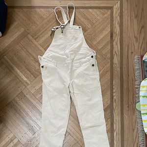 Hatch Maternity White Cream Corduroy Overalls